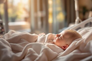 Newborn baby swaddled in pink blanket