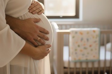 Pregnant parents holding moms belly