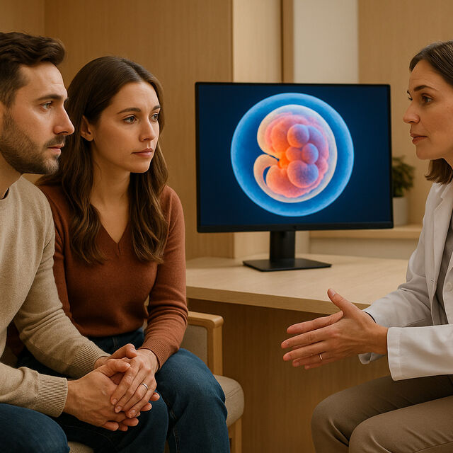 Couple speaking to doctor about IVF options