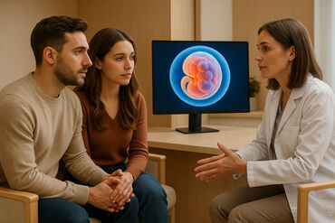 Couple speaking to doctor about IVF options