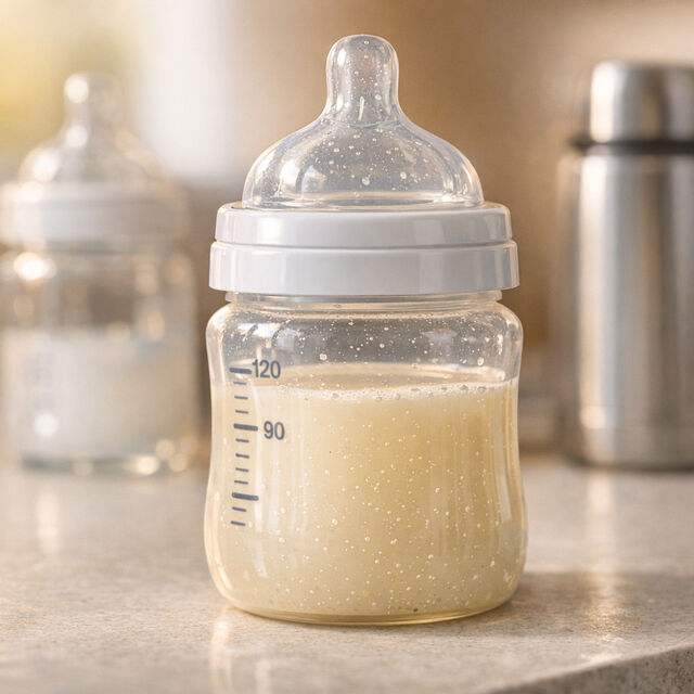 Microplastics in filled baby bottle