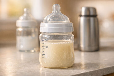 Microplastics in filled baby bottle